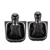 5 / 6 Speed Gear Shift Knob Lever & Boot Gaitor Black Leather Set for VW Golf 5 6 Jetta V VI Scirocco