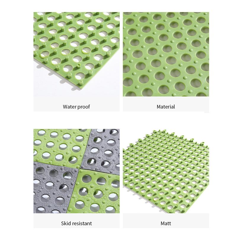 30X30cm Bathroom Non-slip Mat Kitchen Bath Shower Toilet Plastic Waterproof Spliced Patchwork Floor Mat