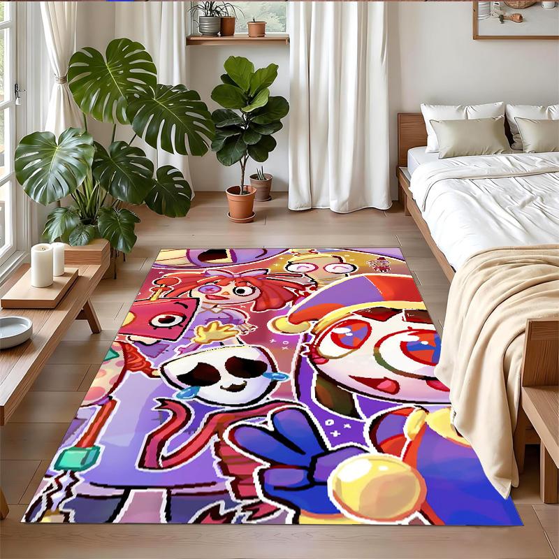 Anti‑Slip Crystal Velvet Floor Rug, The Amazing Digital Circus Design Carpet for Indoor Living Bedroom Home Decoration