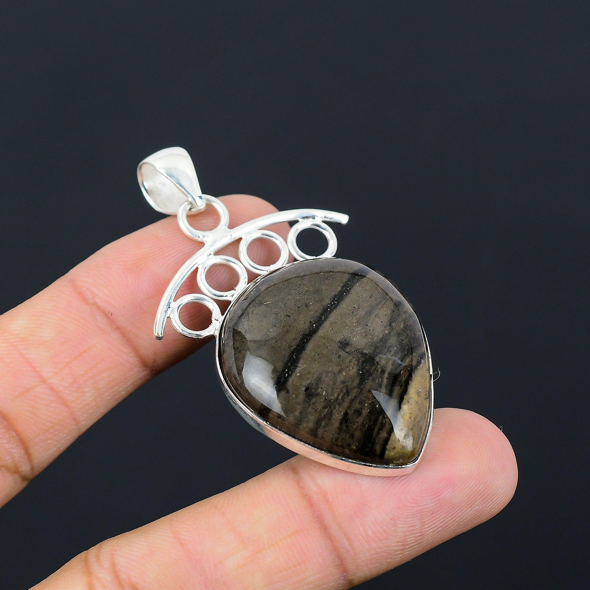 Friendship Day Sale 925 Sterling Silver Picture Jasper Gemstone Daughter Pendant