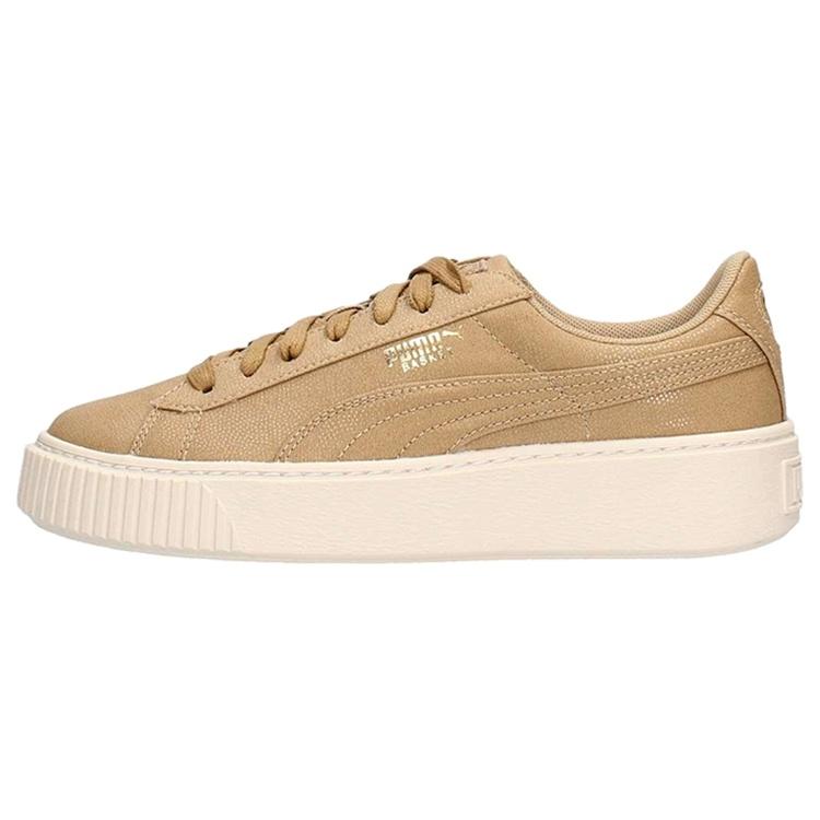 (WMNS) PUMA Basket Platform Cv Wheat White Women s 365623-02 EU 41