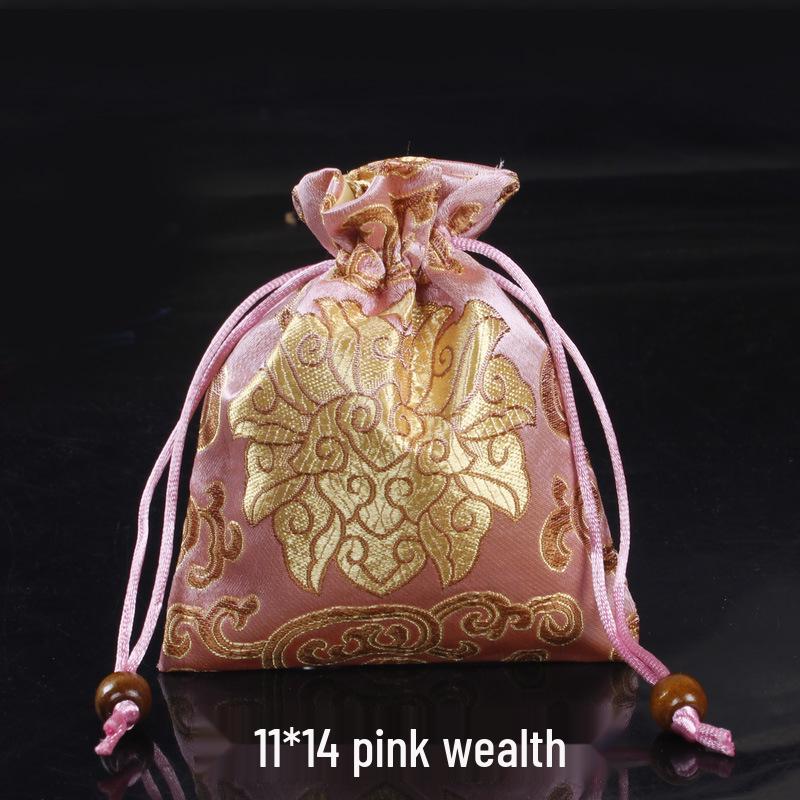 Silk Satin Jewelry Drawstring Bag - Small Brocade Storage Pouch