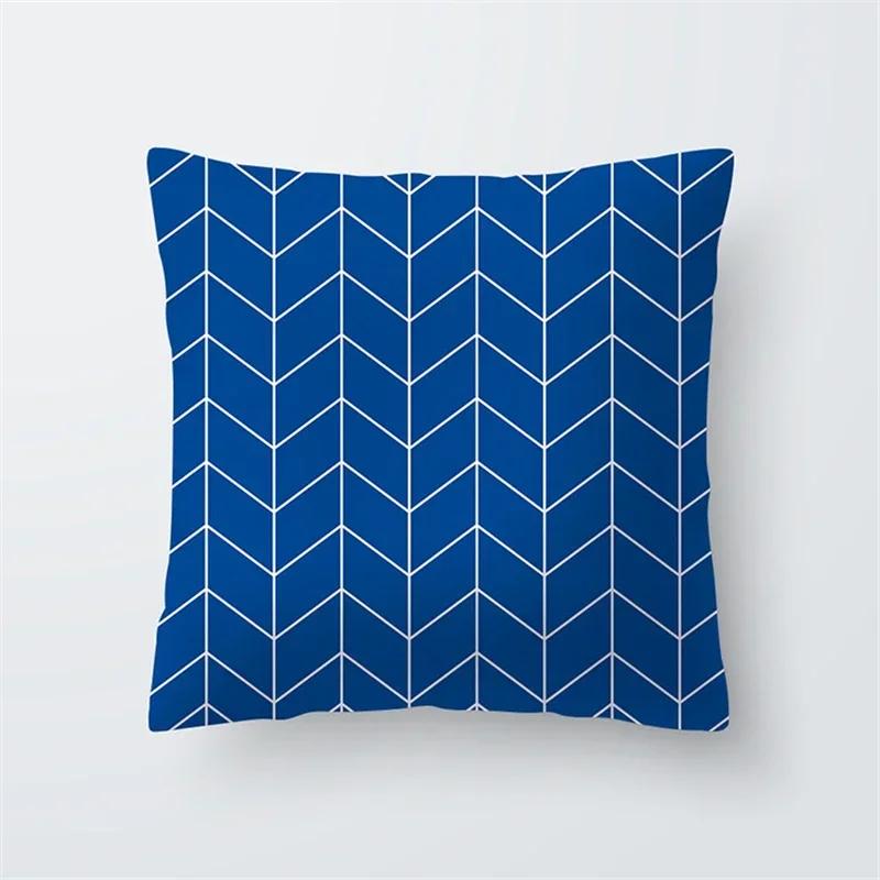 Nordic Geometric Navy Blue Cushion Covers Polyester Modern Deep Blue Pillow Case Livingroom Decorative Sofa Throw Pillows Cover