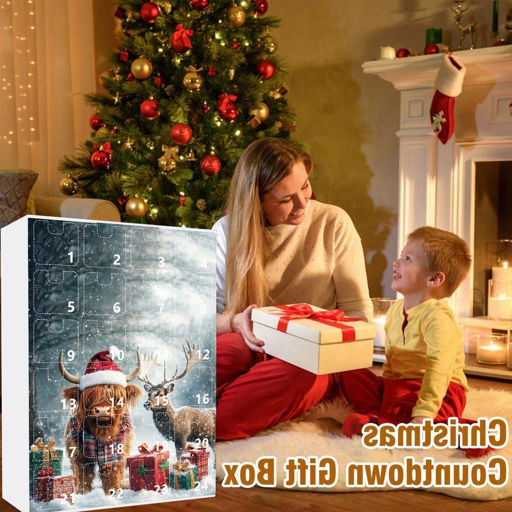 Christmas Countdown Calendar With Acrylic Cow Decor For Holiday Party Gifts And Festive Decor