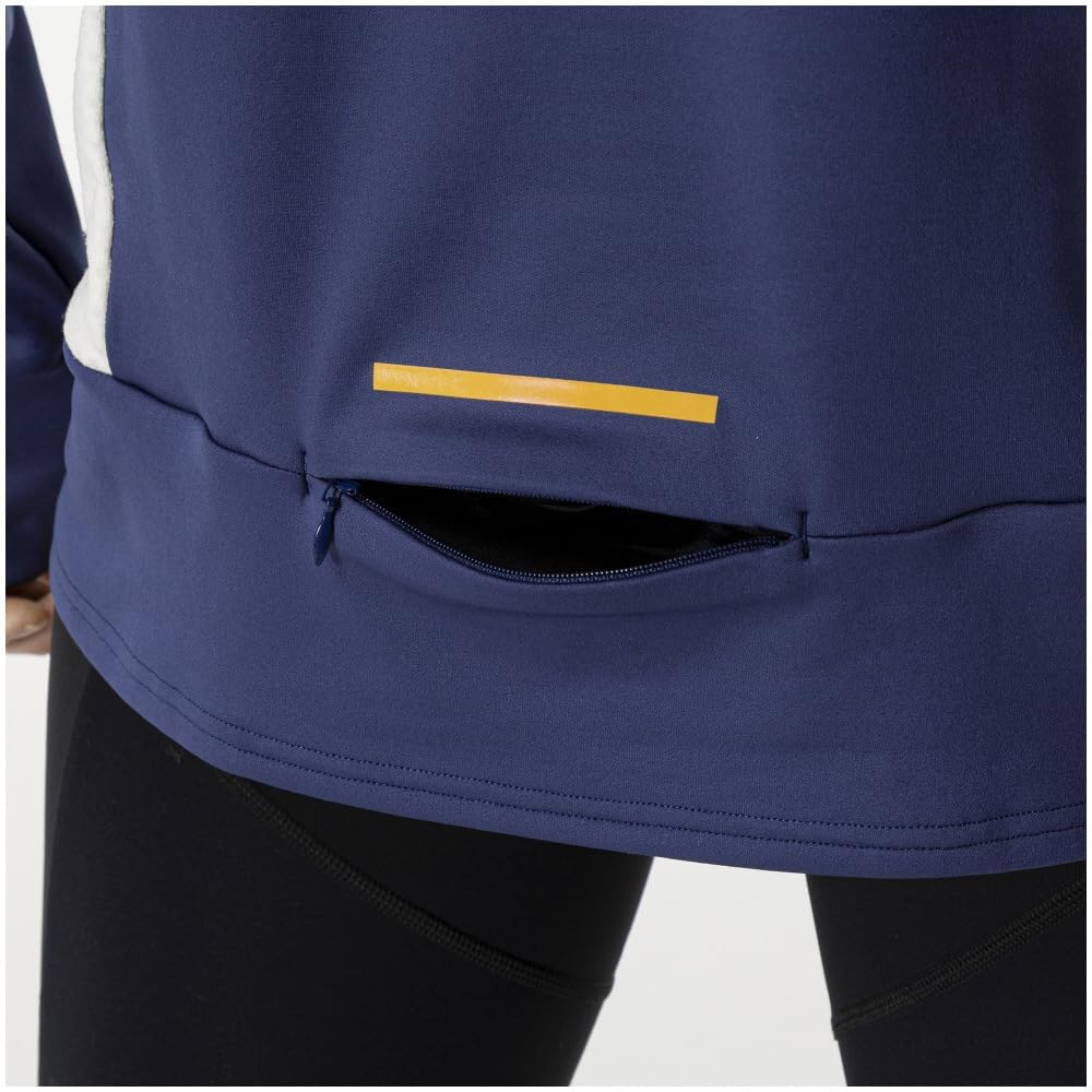 Running Wear Warma Light Half Fleece Reflective Estate Blue [Mizuno] Shirt, Zip, Aurora, Warm, Lining, Stretch, Print, J2MCA505, Men's,