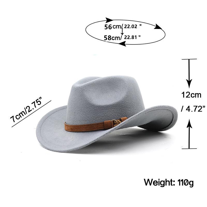 Classic Wool Felt Western Cowboy Fedora - Unisex Autumn/Winter Jazz Hat