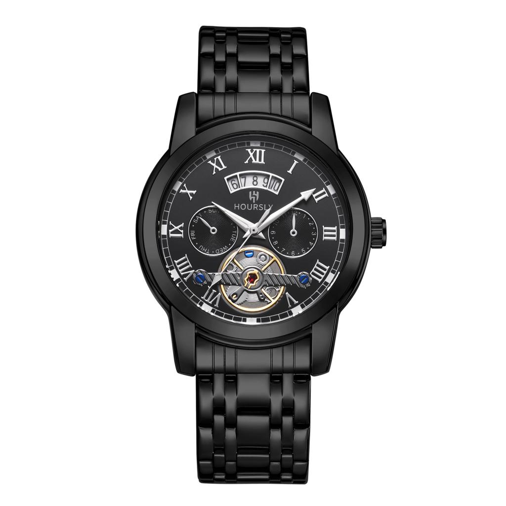 Fashion Men'S Watch, Simple Atmospheric Tourbillon Quartz Watch Fashion Business Steel Belt Watch