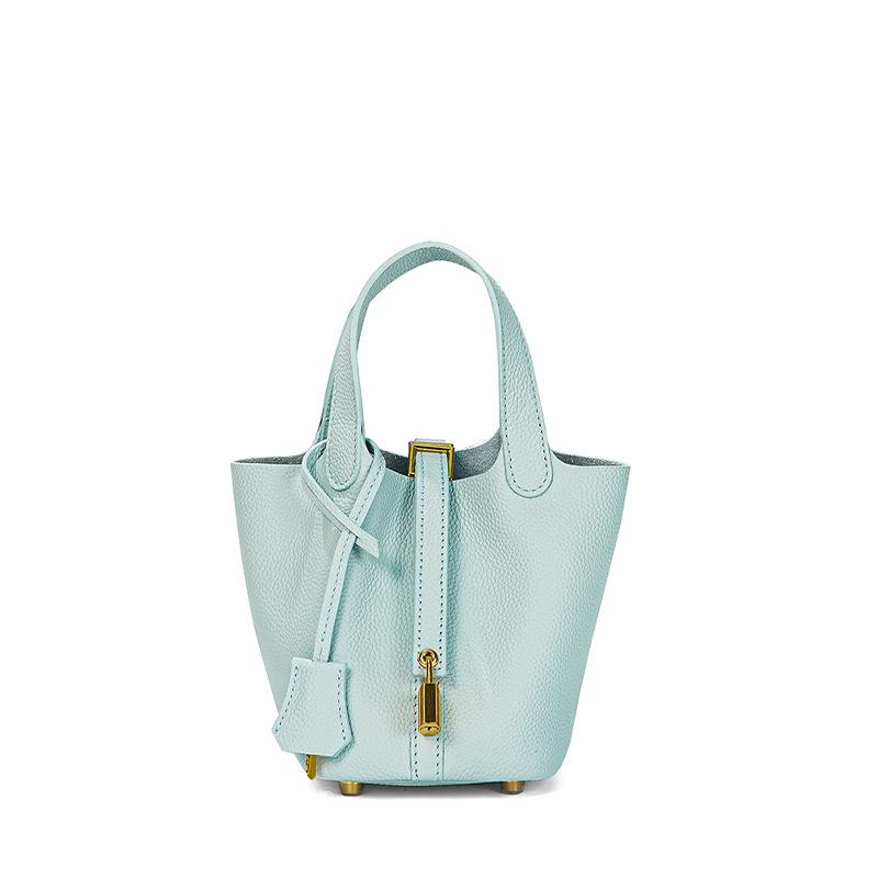 Women's High-Quality Genuine Leather Bucket Bag - Exquisite Cowhide Handbag
