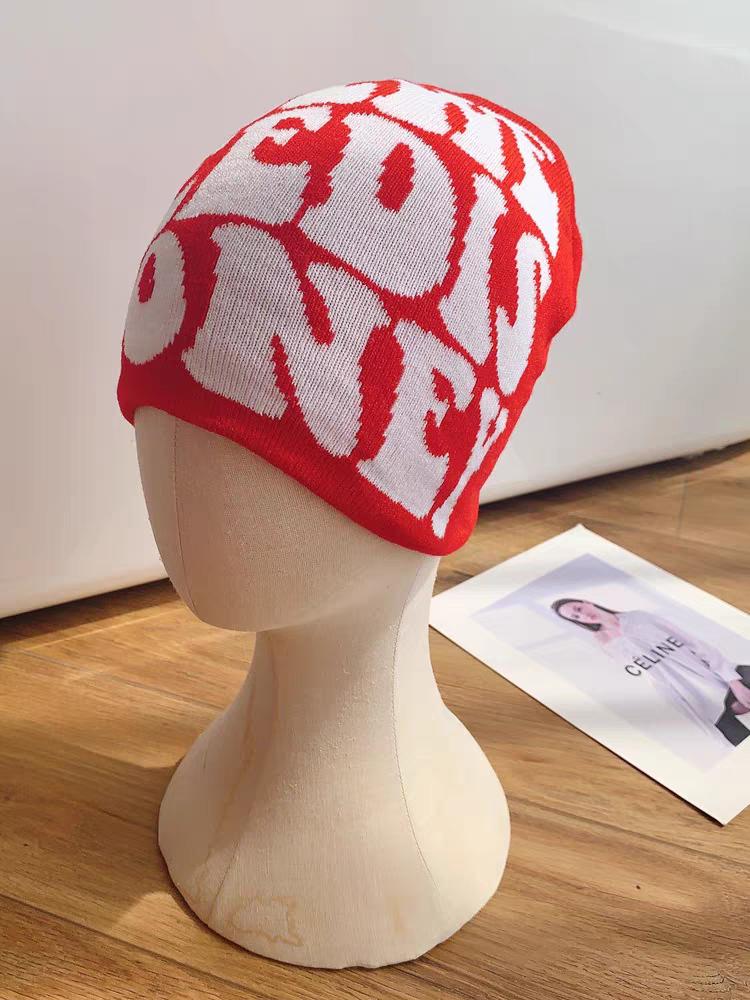 New Autumn Winter Letter Jacquard Knitted Beanie Hat Unisex Acrylic Warm Outdoor Skull Cap