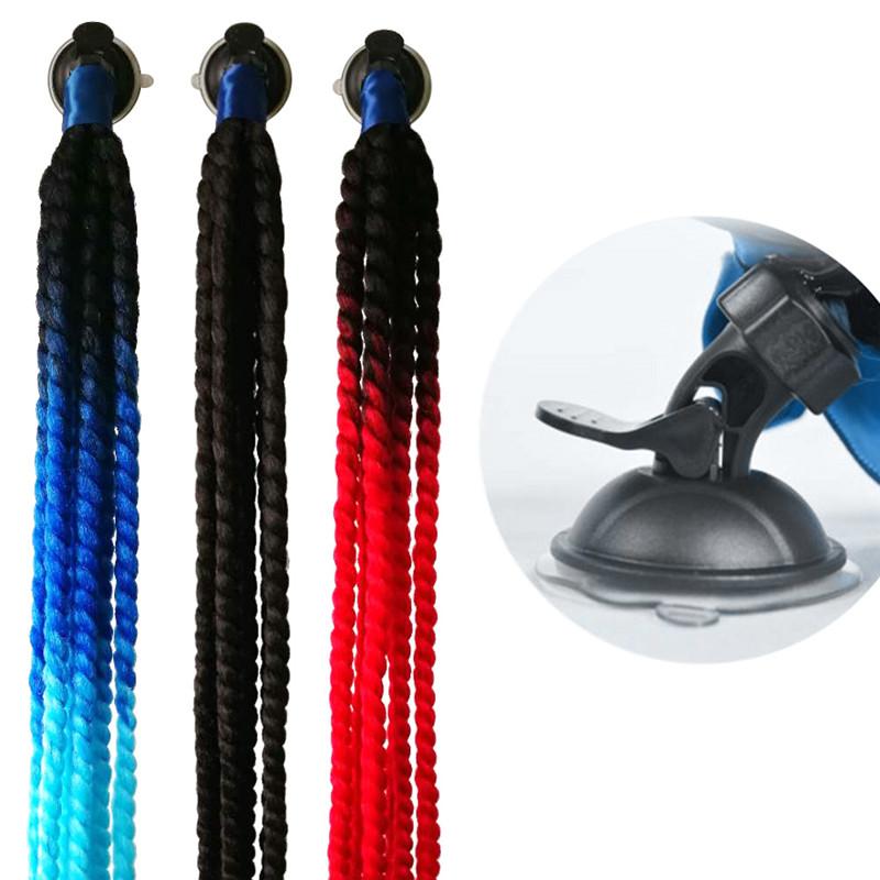 60cm Punk Style Motorcycle Scattered Gradient Ramp Helmet Braids Twist Braid Horn Motocross Motorbike Off Road Moto Decor Braids