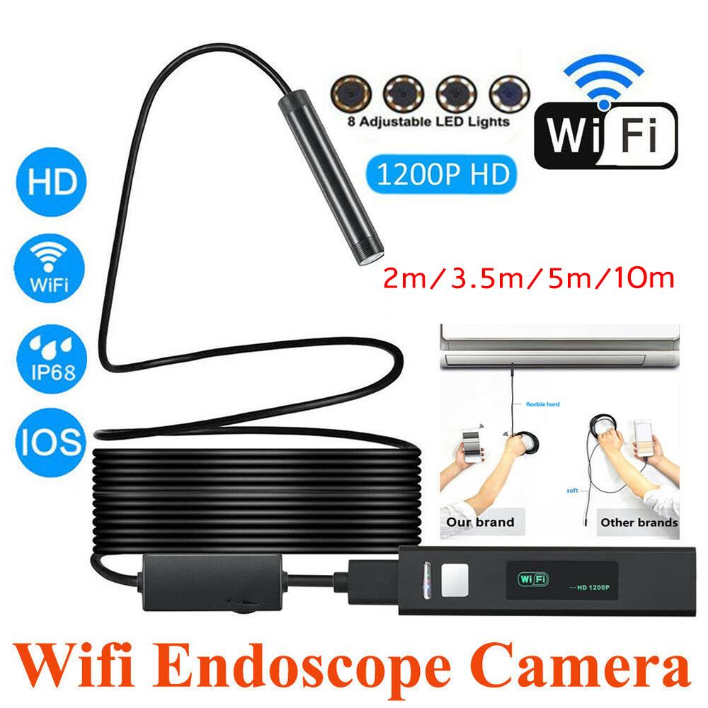Buy HD 1200P WiFi Waterproof 8LED Endoscope Inspection Camera For IPhone Android PC. at