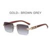 Wood Grain Legs Cheetah Decorative Sunglasses Colorful Retro Frameless Square Leopard Head Metal Sunglasses