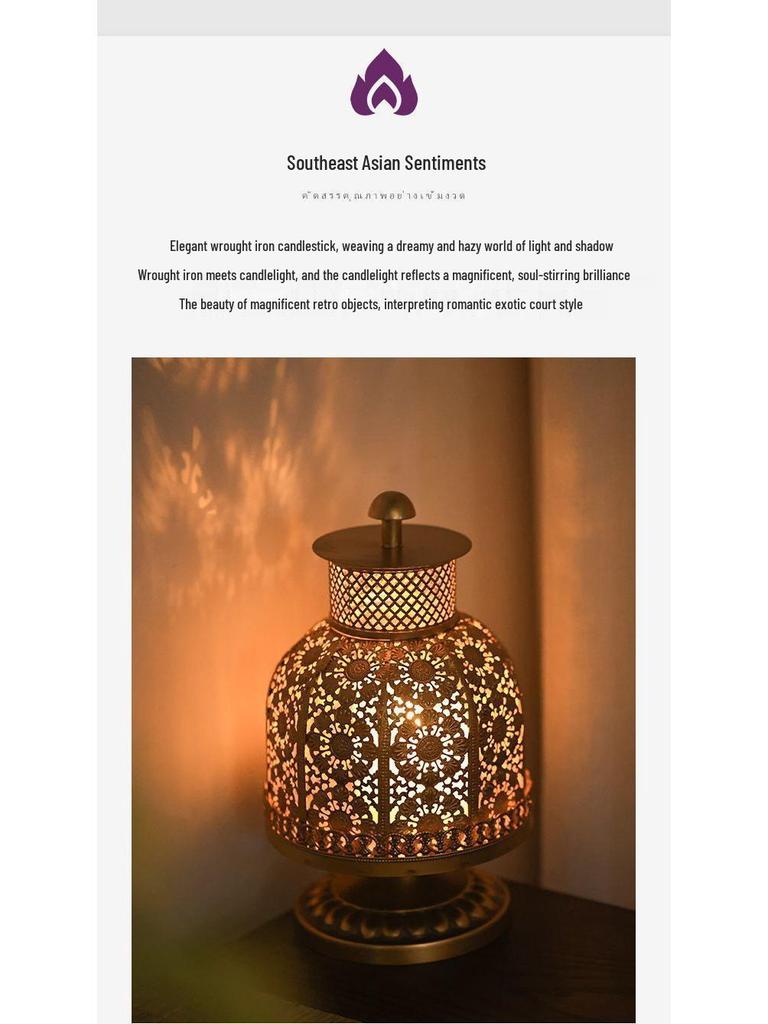 Vintage südostasiatischer Eisenleuchter Laterne für Esstisch und thailändische Spa-Dekoration