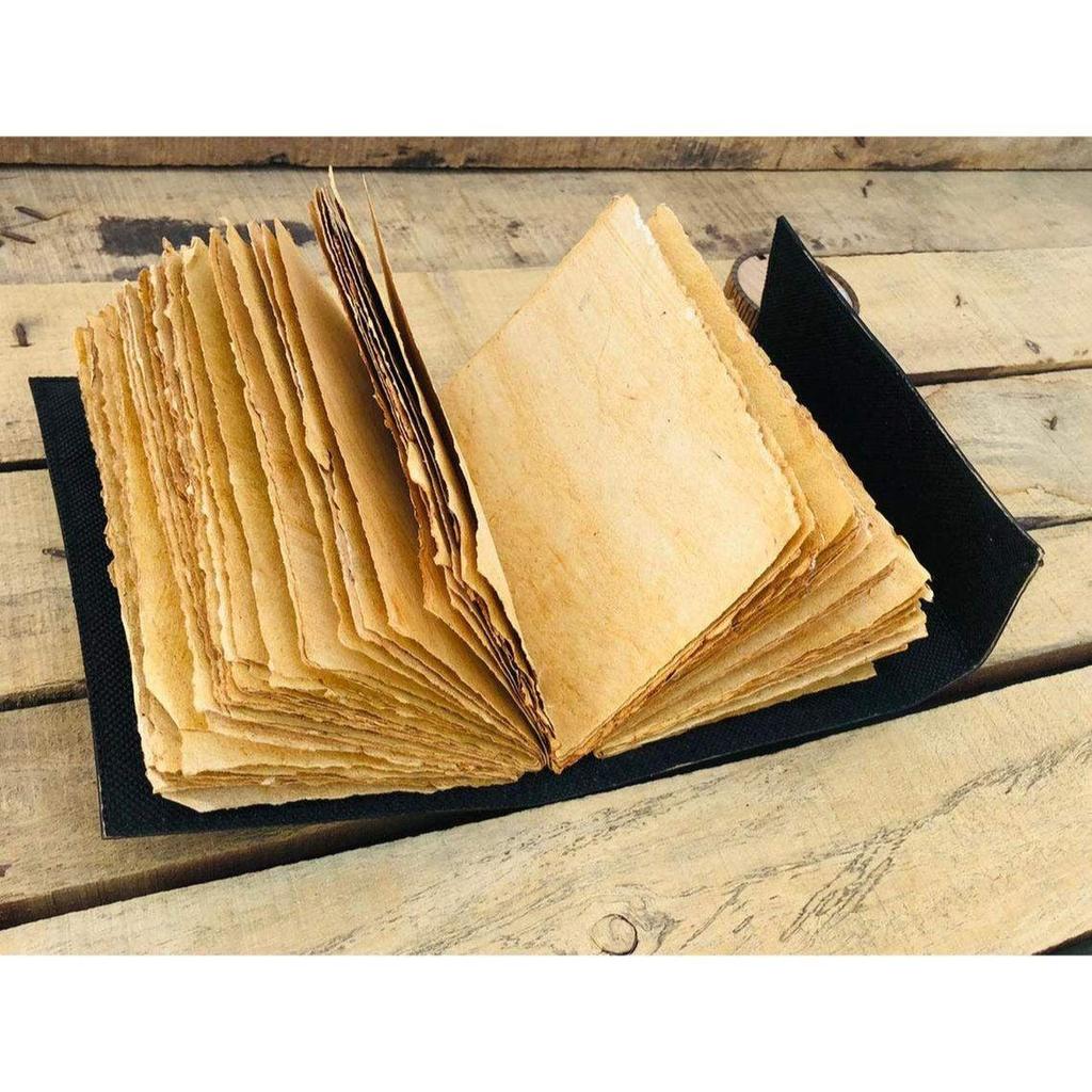 Jurnal antic Triple Moon din piele cu design din piatră semiprețioasă, hârtie antică Deckle Edge - Cartea umbrelor, Jurnal Grimoire,