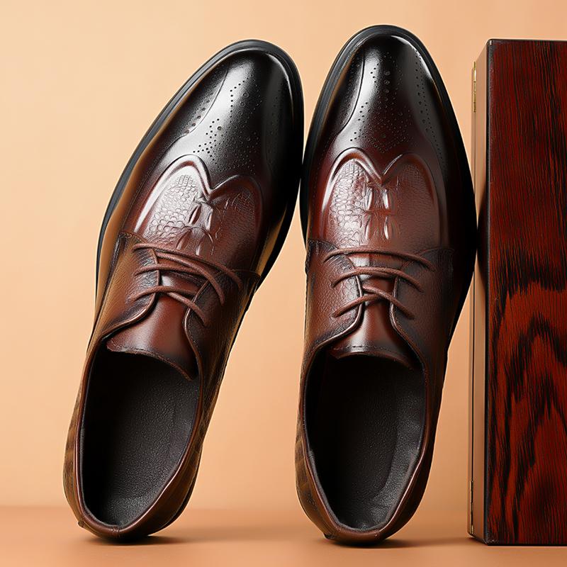Men Dress Shoes Elevator Shoes lace up oxfords brogue Platform Business Casual Man Shoe Moccasins business wedding shoes men