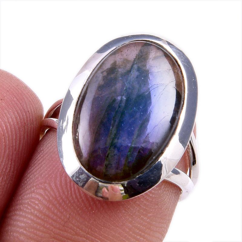 

Natural Labradorite Gemstone 925 Solid Sterling Silver Jewelry Ring Size 6 b7g71