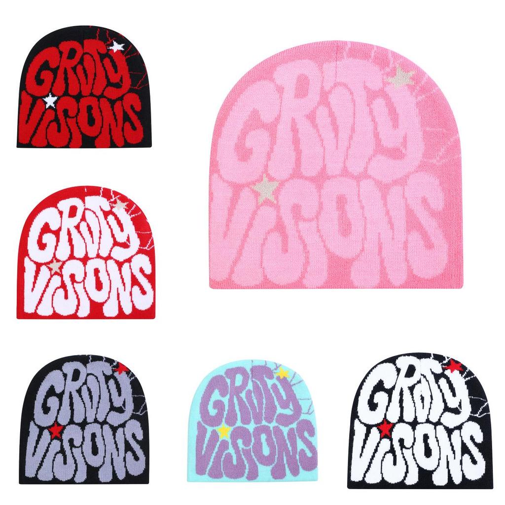 Gestrickte Beanie-Mütze mit doppelseitigem Muster für winterliche Wärme und Hiphop-Stil