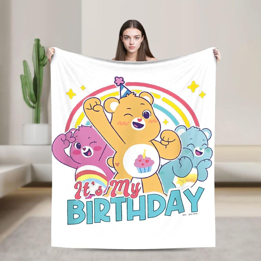 Pile Collage Of Care Bears And Cousins Blanket Flannel  Soft Throw Blankets for Outdoor Travel Bedspread