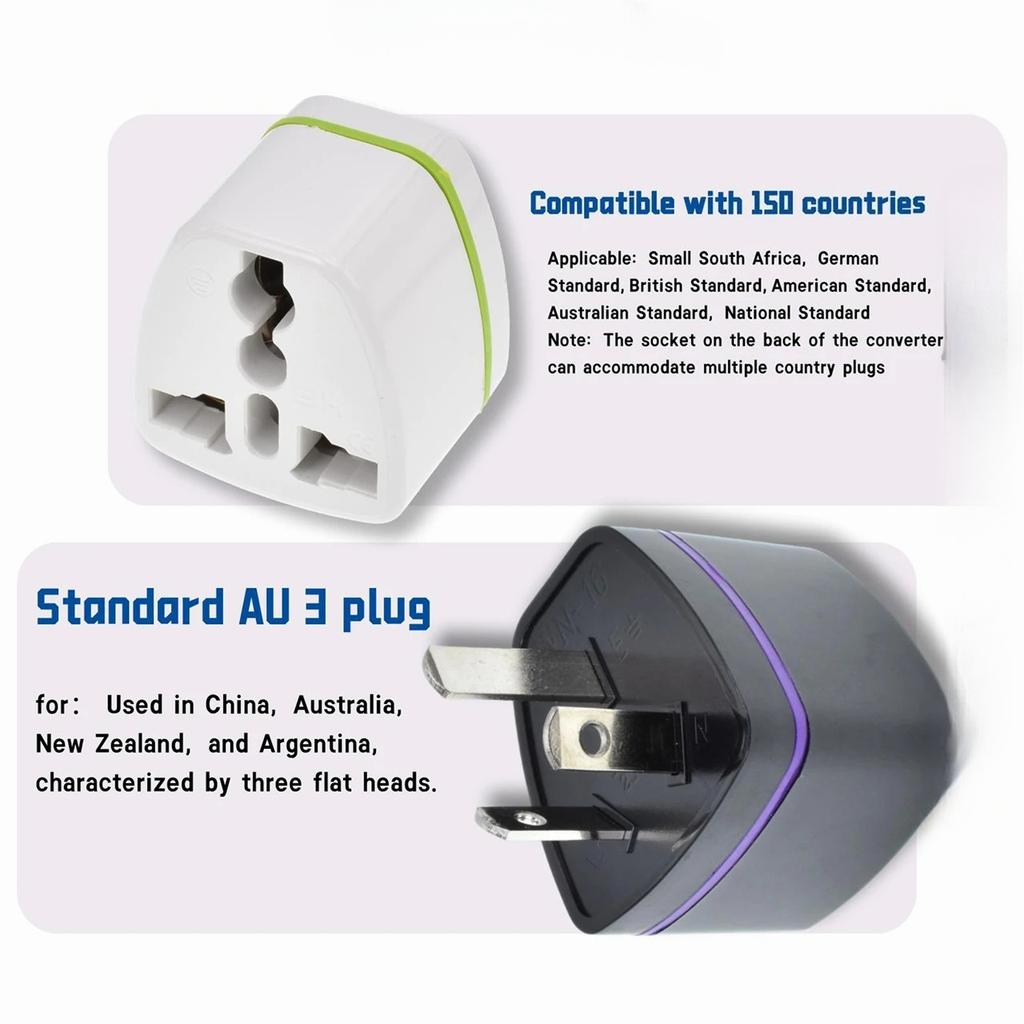 Universal EU US UK To AU Type I Travel Plug Adapter, 250V Power Converter for Australia New Zealand Argentina China