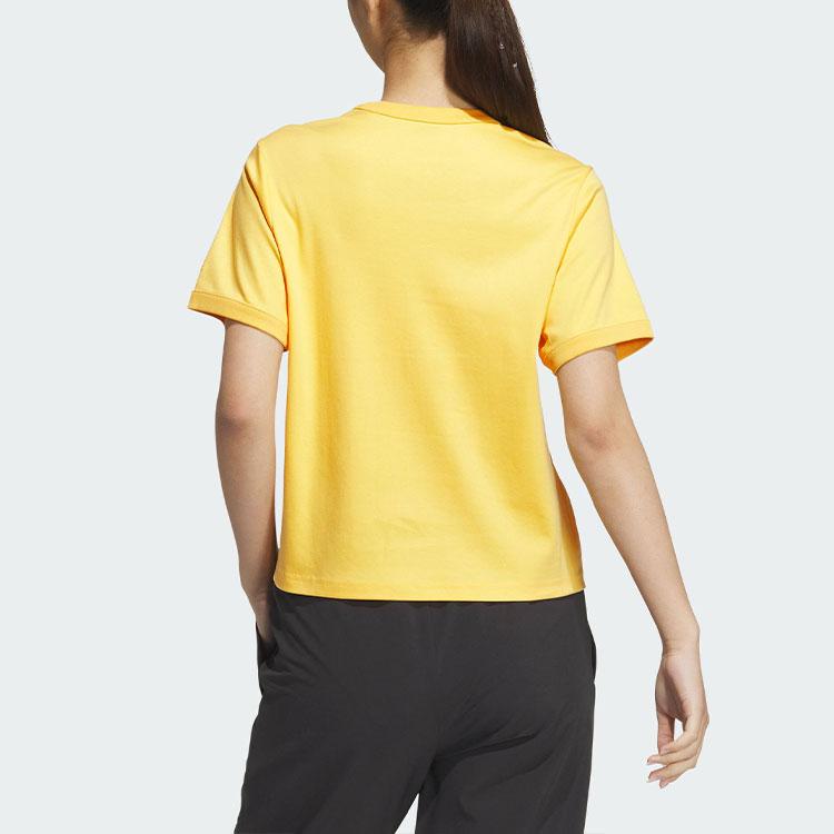 Adidas Badge Of Sport Graphic Print Round Neck Short Sleeve T-Shirt Women Tops Bright-Yellow JI6864
