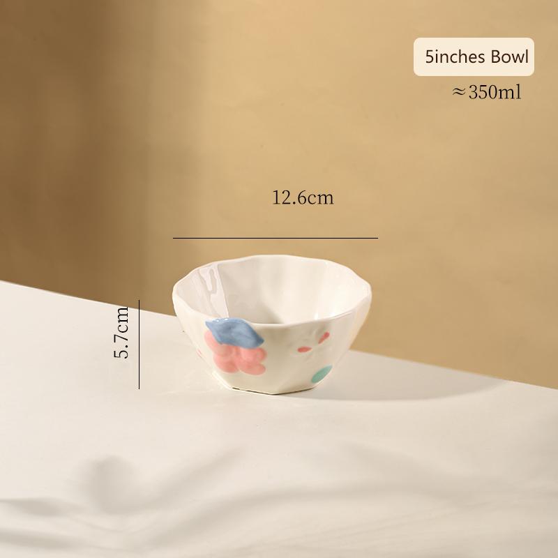 

Милый узор Керамические тарелки Принт винограда Круглые рельефные пиалы для риса Универсальные глубокие суповые тарелки Посуда Кухонная посуда для ужина