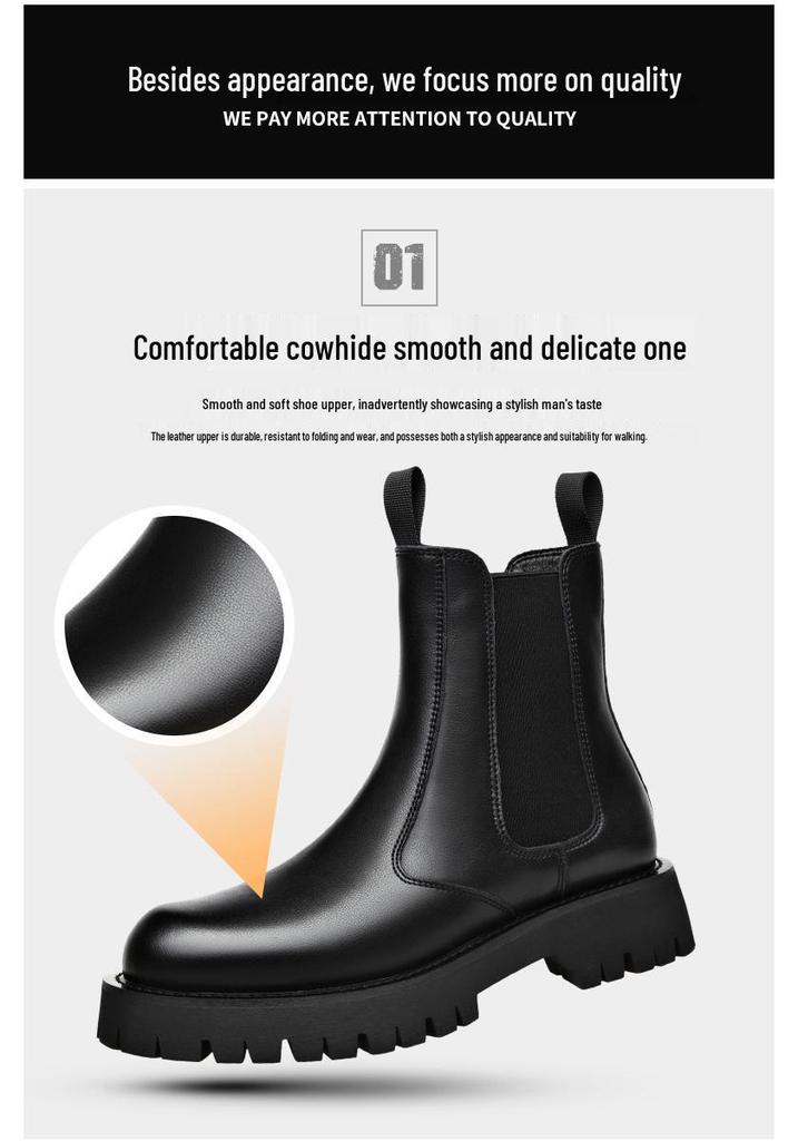 Trendy Men's Elastic Sock-Fit Chunky Sole Boots, Round Toe High-Top Martin Style, Inspired by Xiaohongshu Live Broadcast.