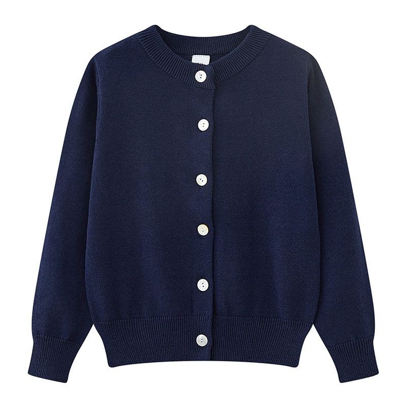 Boy Pure Color Outwear Spring and Autumn Children s Clothing Children s round Neck Long Sleeves Middle and Older Children s Sweater Pure Cotton Royal Blue 140