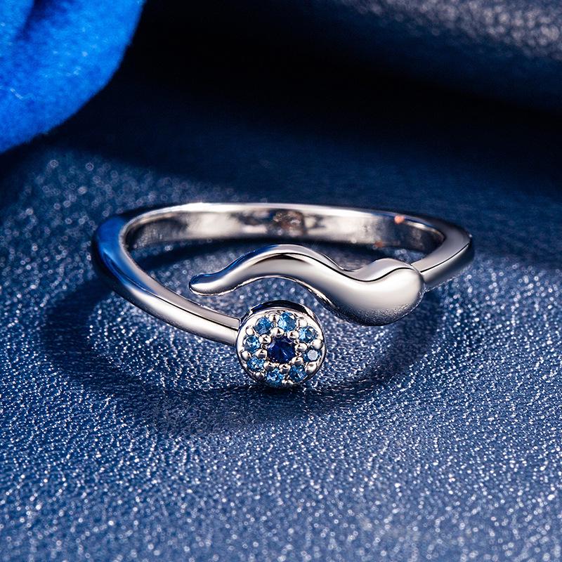 Trendy Zircon Evil Eye Ring for Women - Fashionable and Minimalist Style