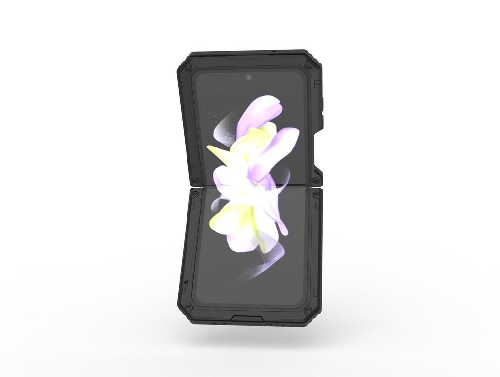 Cross-Border Metal Three-Proof Phone Case for Samsung Z-Flip-4 - Full Coverage Anti-Drop Protection