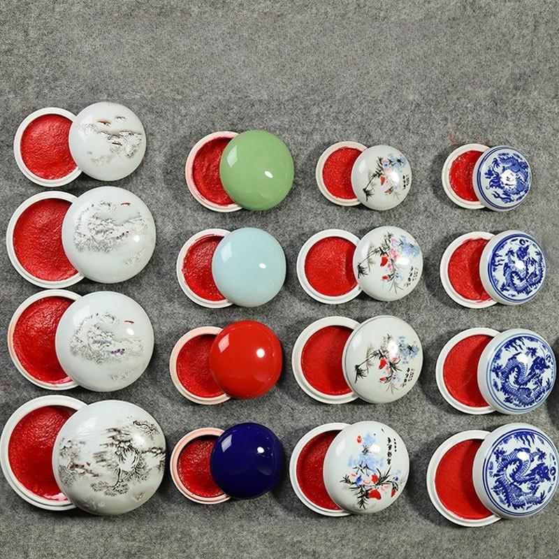 6/7/8/9/10cm Calligraphy and Painting Inkpad Artist's Special Seal Carving Traditional Chinese Painting Seal Red Inkpad