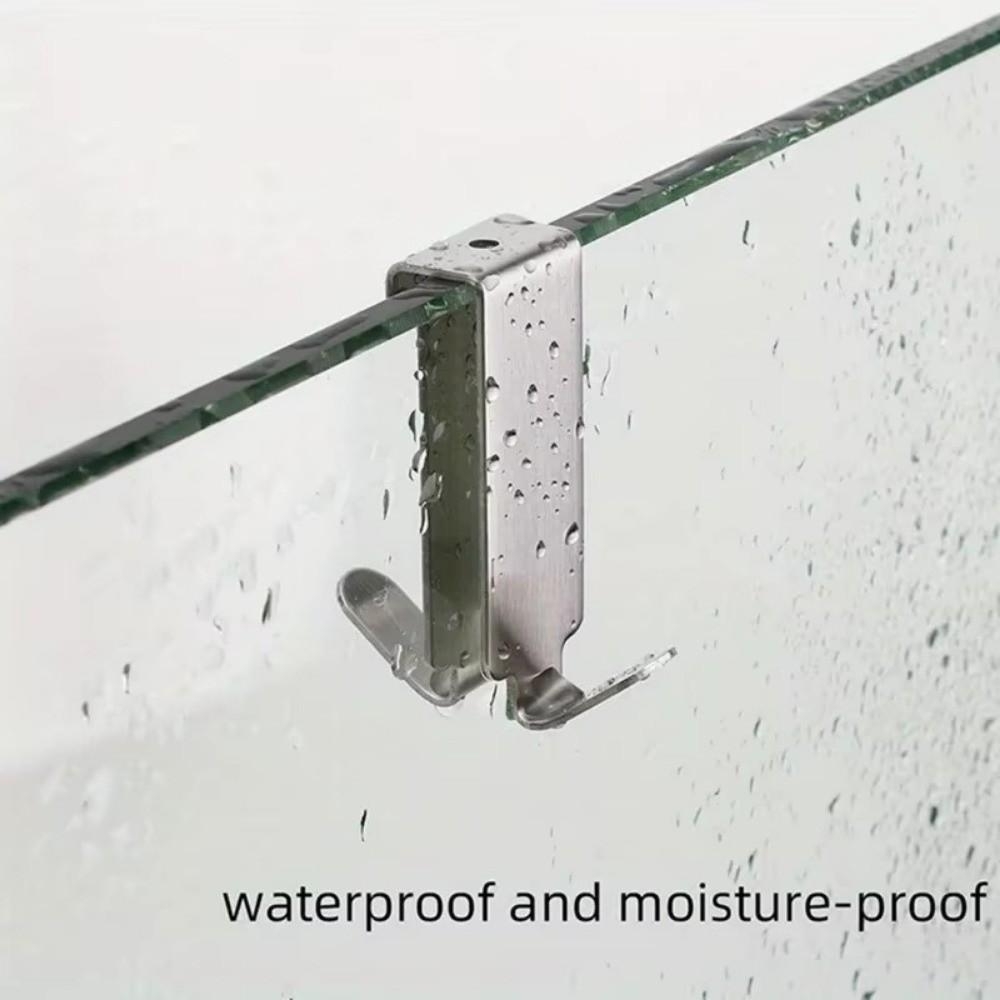 Double Side Bathroom Hook Stainless Steel Shower Towel Rack Shower Door Hook  For Over Glass Door