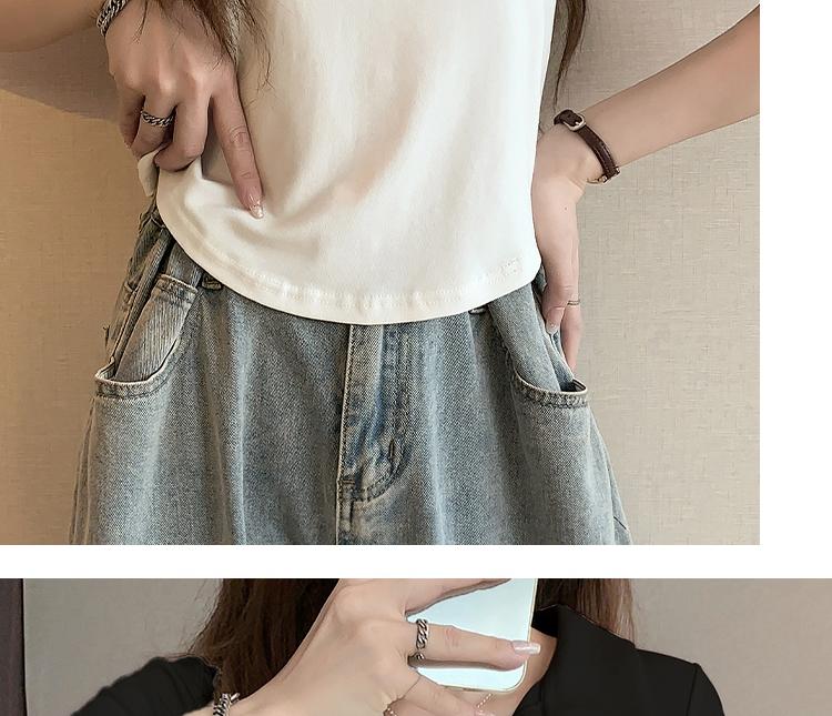 High end small lapel short-sleeved women's T-shirt