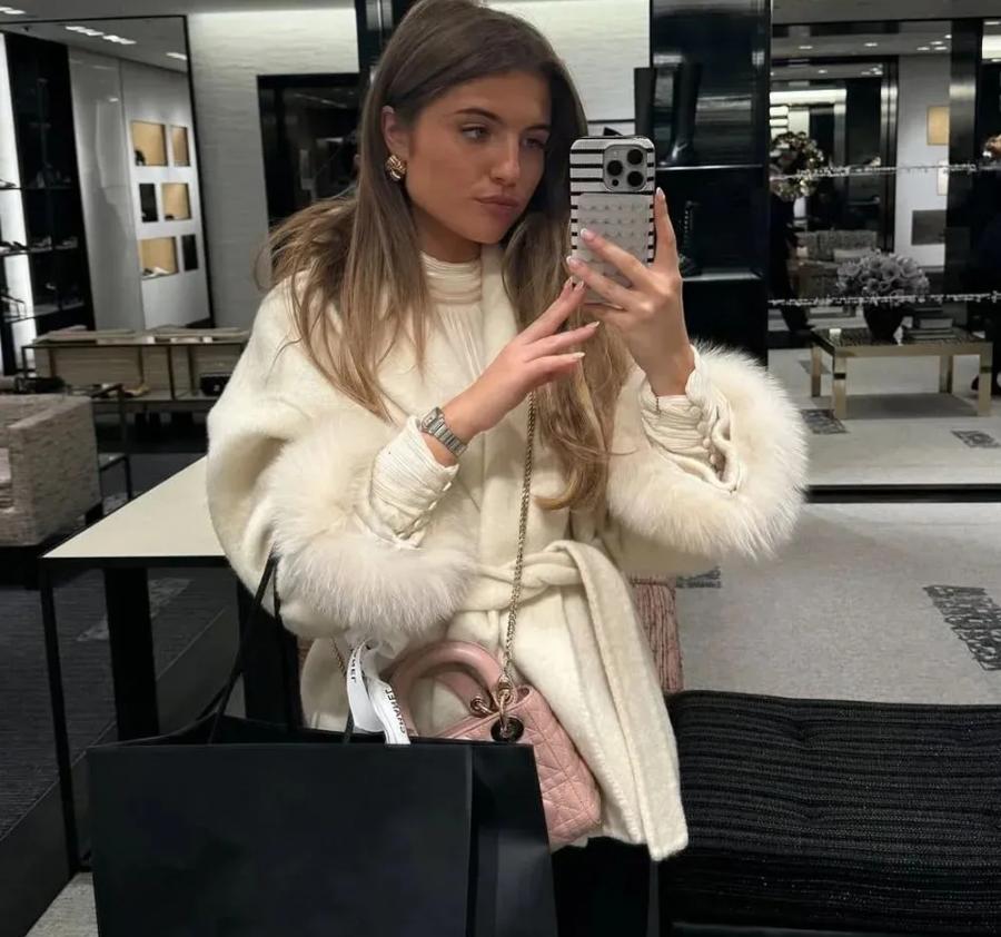 Elegant Women's Coat Fur Patchwork Long-sleeved Wool Coat Beautiful Women's Clothing Jacket Autumn And Winter