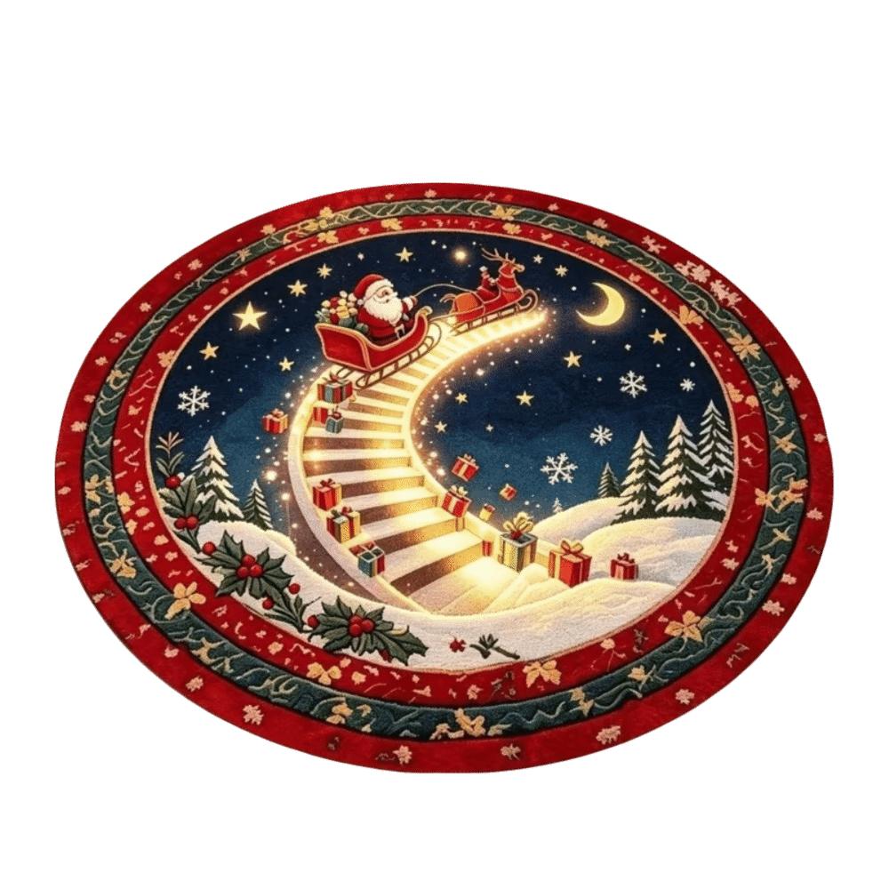 2D Flat Printed 3D Illusion Rug Santa Claus Christmas Doormat Christmas Rug  Indoor