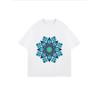 Vintage Oversized T-Shirt mit Türkisfarbenem Pfauenfeder-Mandala-Druck – Oberteil mit Ethnischem Intrigatem Muster