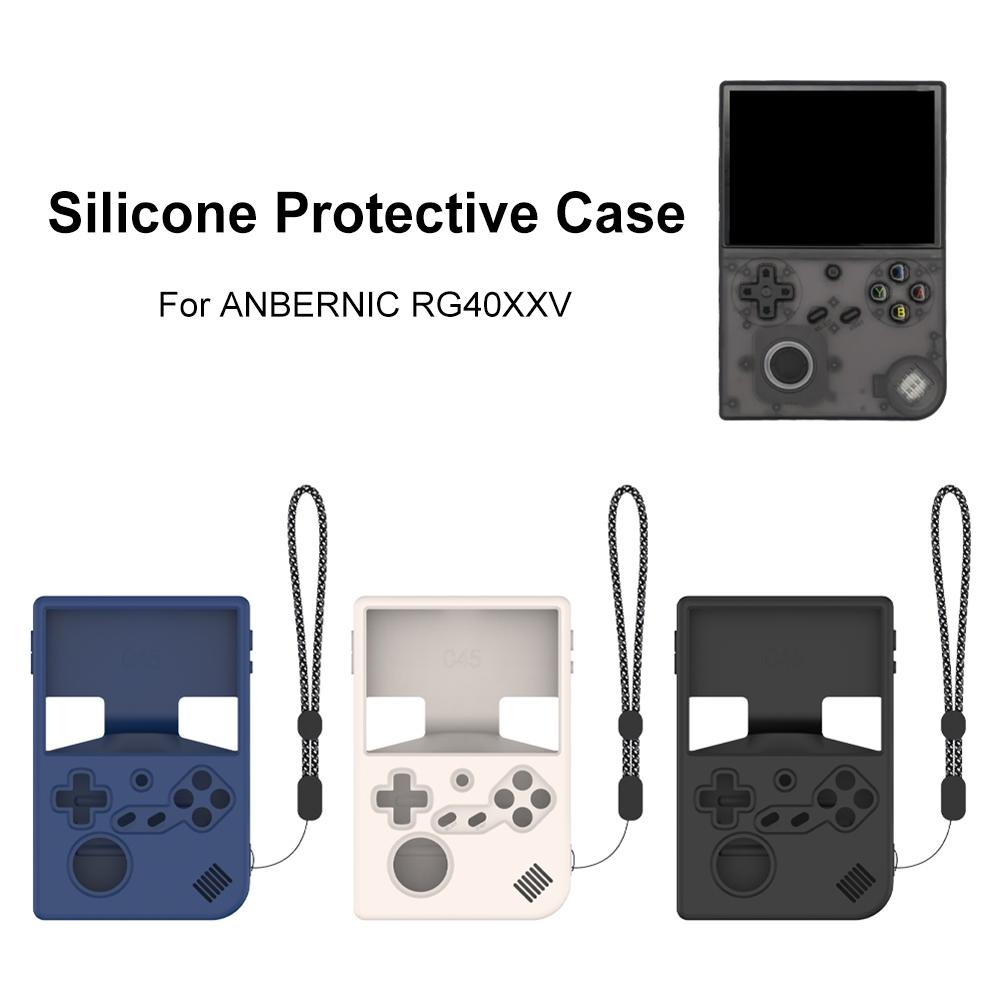 Silicone Protective Case with Lanyard Shockproof Soft Skin Cover Protector for ANBERNIC RG40XXV Handheld Game Console
