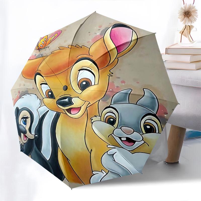 Bambi, Thumper Automatic Opening and Closing Umbrella - 8 Ribs Portable Folding Umbrella with Plastic Handle, Suitable for Leisure and Hallo