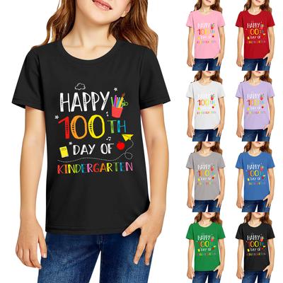 Fashionable Round Neck Short Sleeve Work Clothes Printed Tops For KID Summer Tops