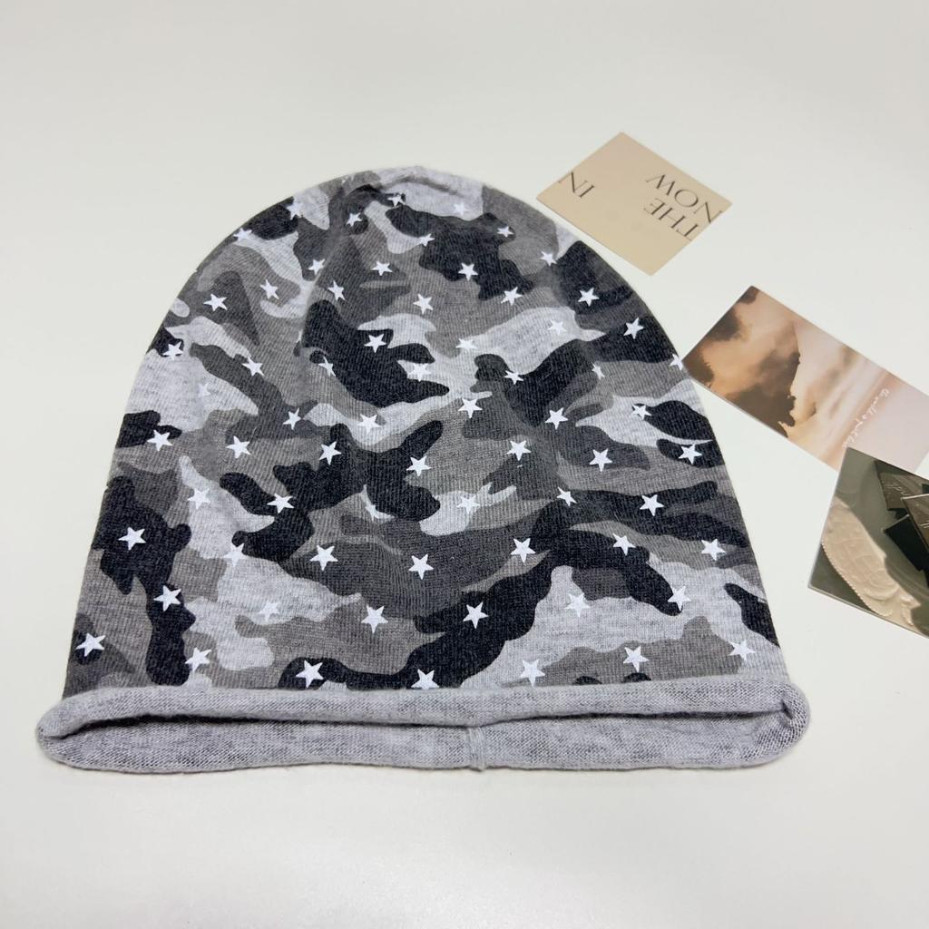 Autumn and winter new European and American camouflage jacquard knitted hat men's and women's thermal hats personalized hip-hop cold hats versatile f