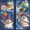 Removable Glass Stickers 2Pcs Cute Ghost Halloween Static Window Stickers, PVC Waterproof Cartoon Pumpkin Bat And Wall Decor Star Decals, Reusable
