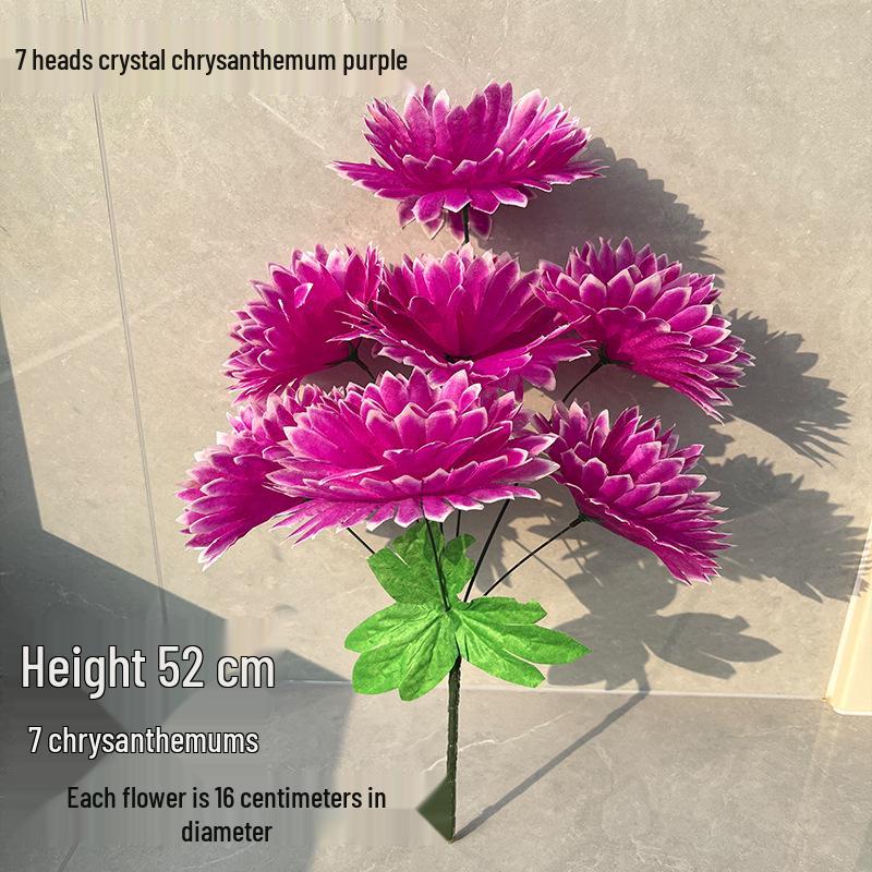 Qingming-Fest Chrysanthemenstrauß: 7-Kopf Seidenblumen Friedhofsgesteck für die Grabpflege