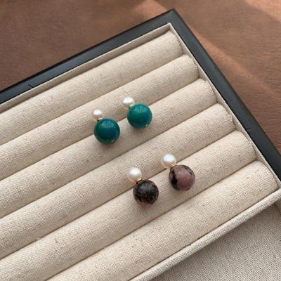 Natural Round Gemstone Stud Earrings - Elegant, Minimalist, Versatile Jewelry