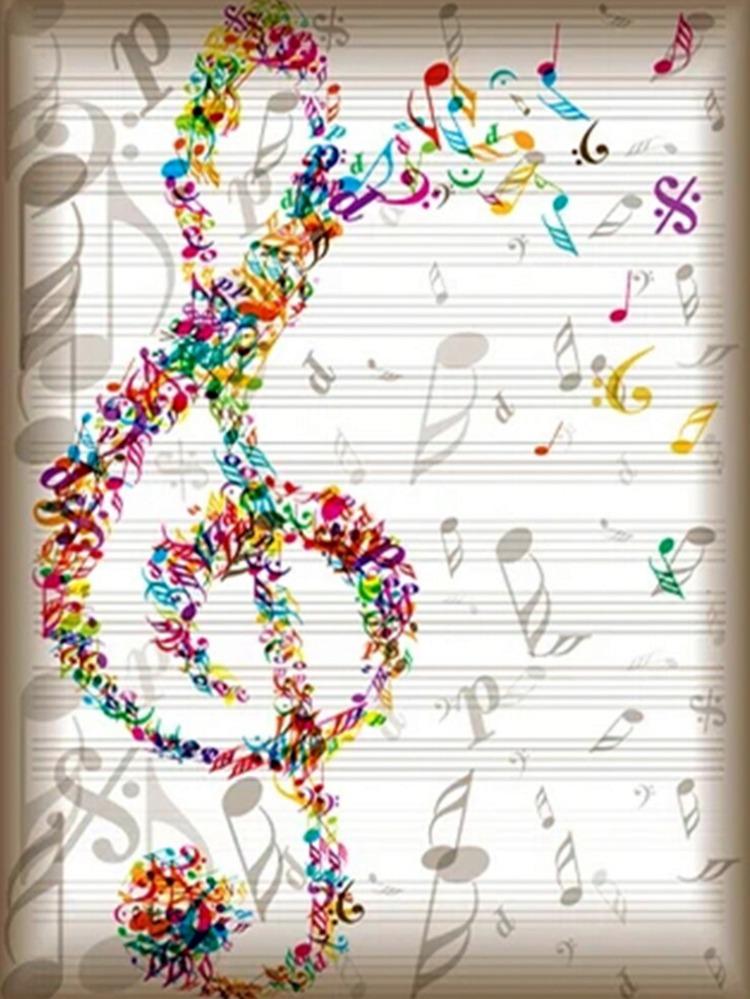 Music Notes Diamond Mosaic Painting 5d Full Drill Round New Abstract Pictures Diamonds Creative Hobby Gift Embroidery