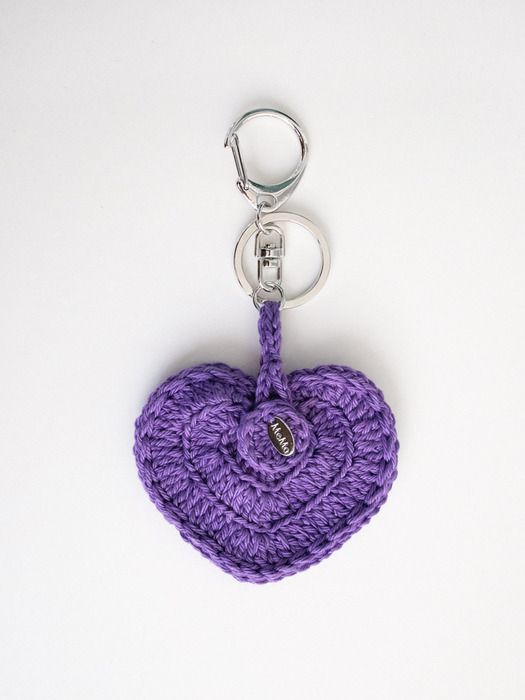 

MERRYMOTIVE Crochet heart pouch keyring (Purple) Free