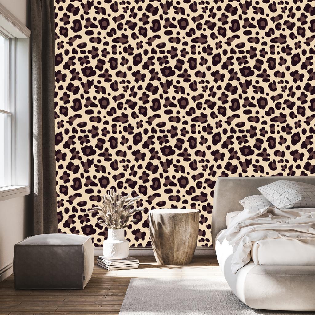Animal Skin Wallpaper Beige and Burgundy 50x1000