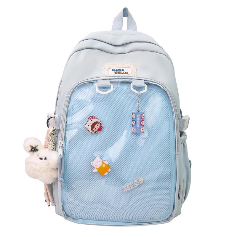 Students Large Capacity Transparent Pocket School Bag Casual Kawaii Ita Backpack Cute Aesthetic Daypack for Teen Girls