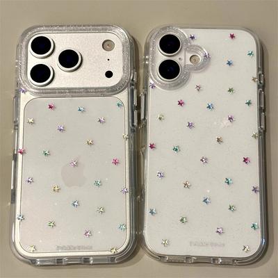 Błyszczące Gwiazdki Przezroczyste Etui IMD z Brokatem na Iphone 17 16 Pro Max 13 14 15 Promax Ins Ochronne Odporne na Wstrząsy Etui na Telefon