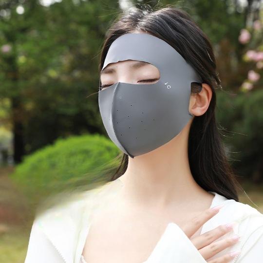 

1 шт. Солнцезащитная маска Ice Silk Mask, дышащая солнцезащитная маска для лица, защита от ультрафиолета, летняя велосипедная маска Kini темно-серого