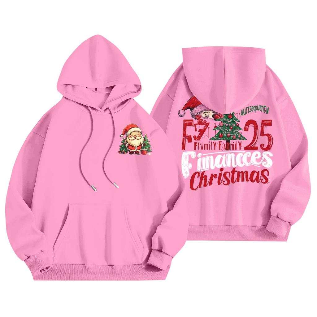 Women's Casual Long Sleeve Pullover Christmas Printed Hooded Sweatshirt With Pockets