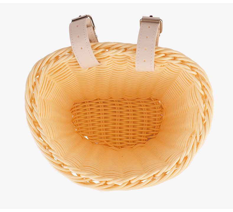Children's Retro Rattan Bike Basket with Bell, Stickers, and Handlebar Tassels - Bicycle Accessories